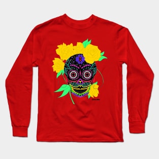 the yellow catrina in mexican calavera ecopop Long Sleeve T-Shirt